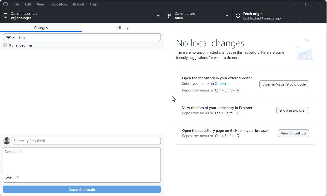 Opret branch i GitHub Desktop
