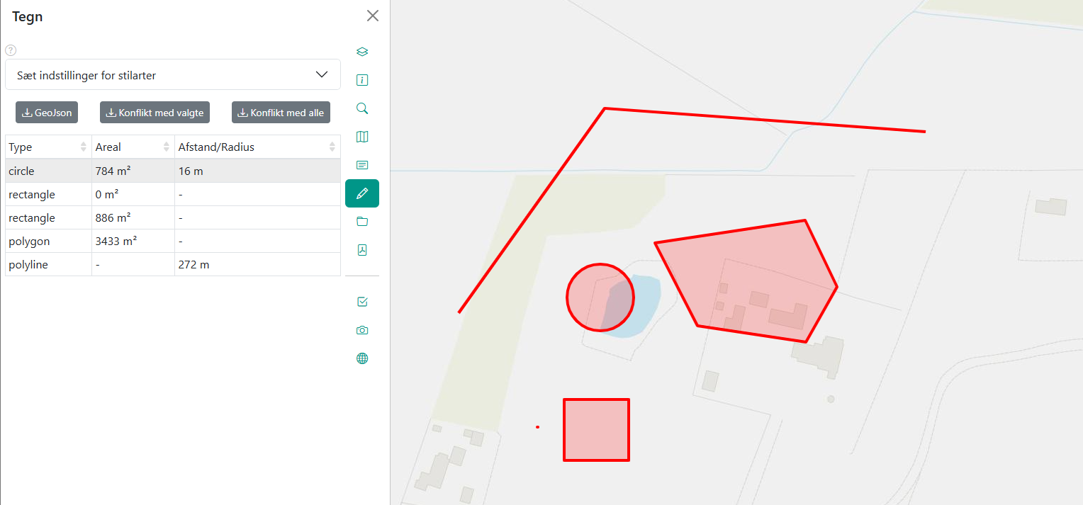 Konfliktsøgning med et eller flere indtegnede objekter