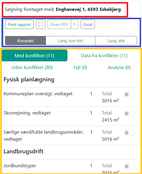 Resultat af konfliktsøgning