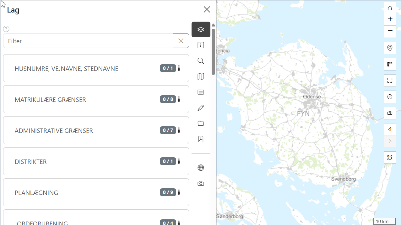 Koordinater i Vidi-menuen