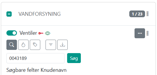 Søge værktøj i Lag-menuen