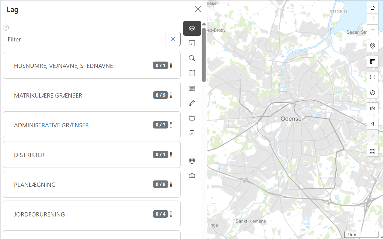 Print-værktøjet aktiveret med rød kasse