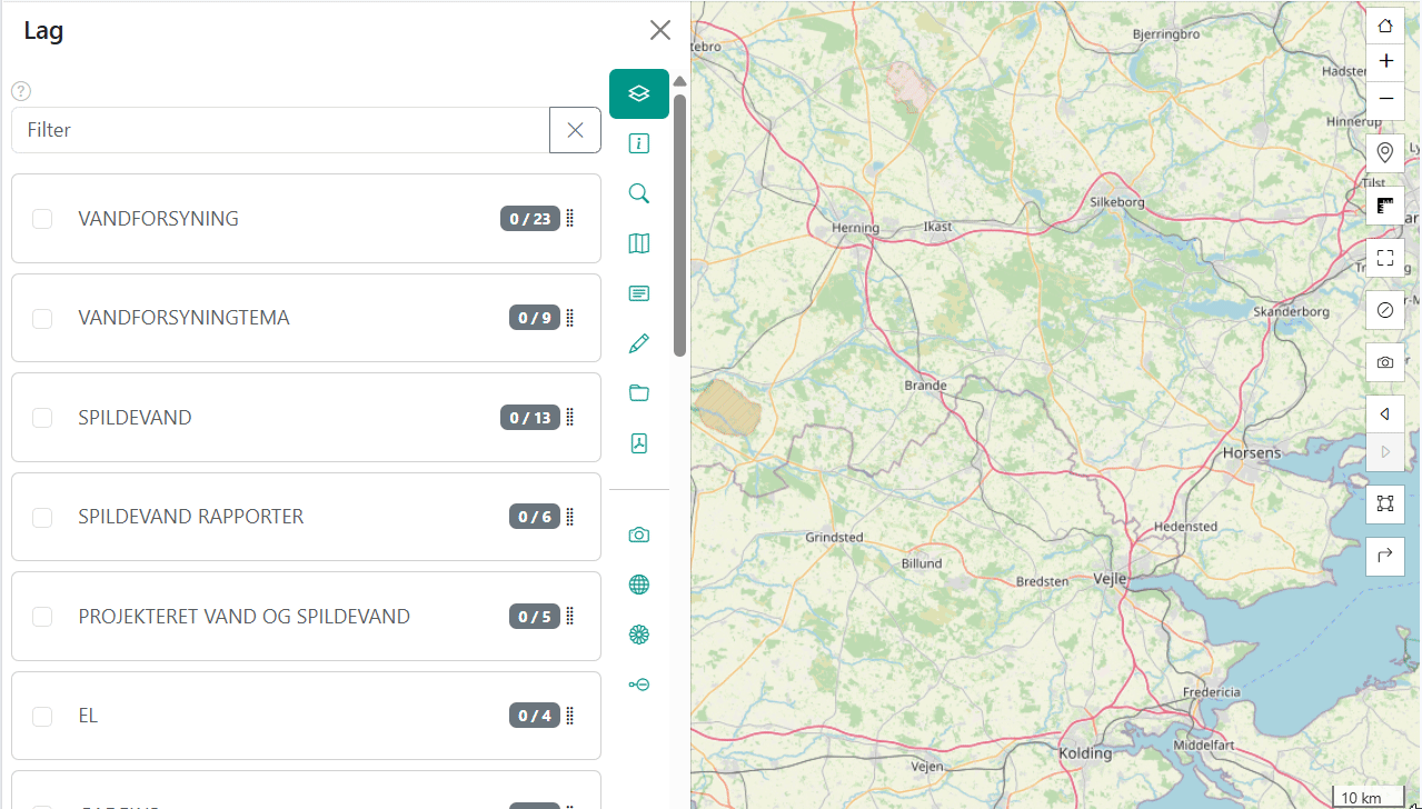 Symboler i Vidi-menuen